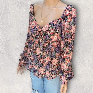 Nasty Gal Floral Peasant Top